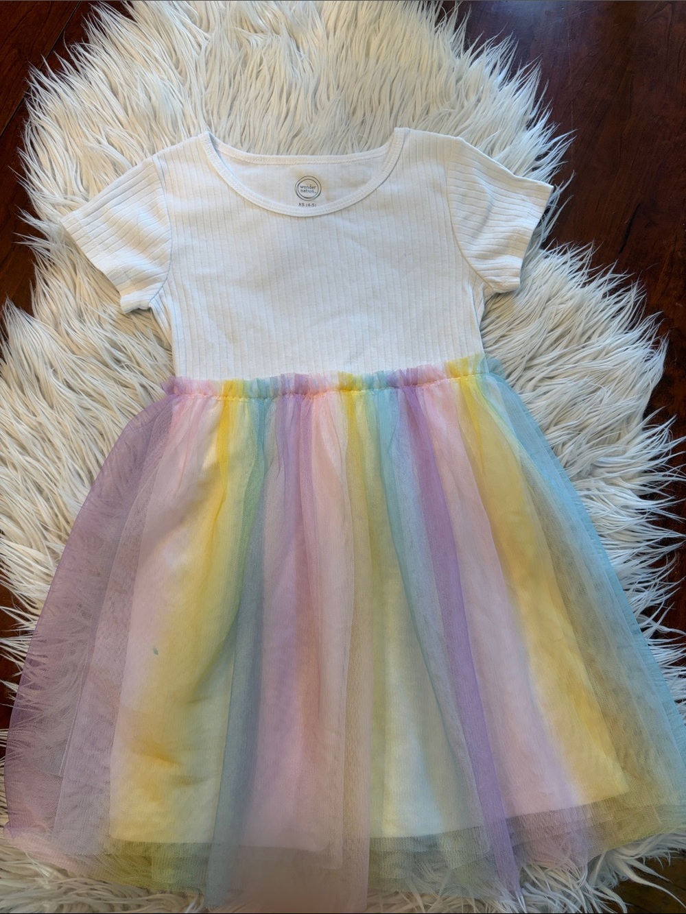 wonder nation White Top Pastel Rainbow Tulle Dress